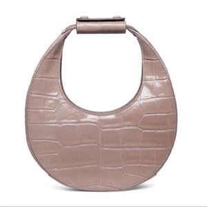 Staud Mini Moon Bag French Gray Croc Embossed